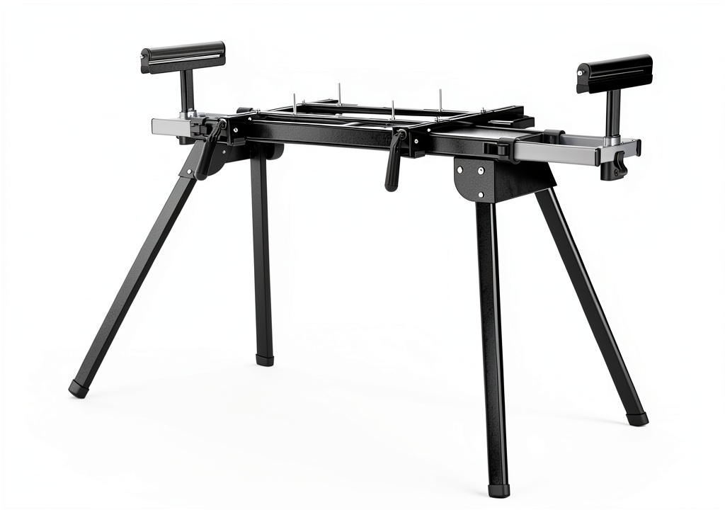 Garvee miter saw stand in a workshop setting