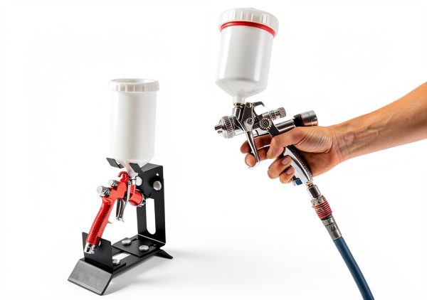 B4B Spray Gun Holder Stand Adjustable Cast Iron Benchtop-5