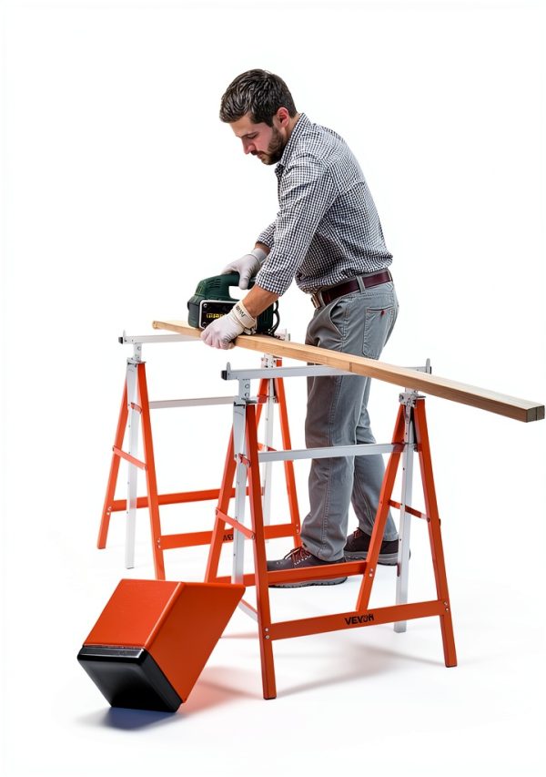 VEVOR Folding Saw Horse Adjustable Height All Metal-4