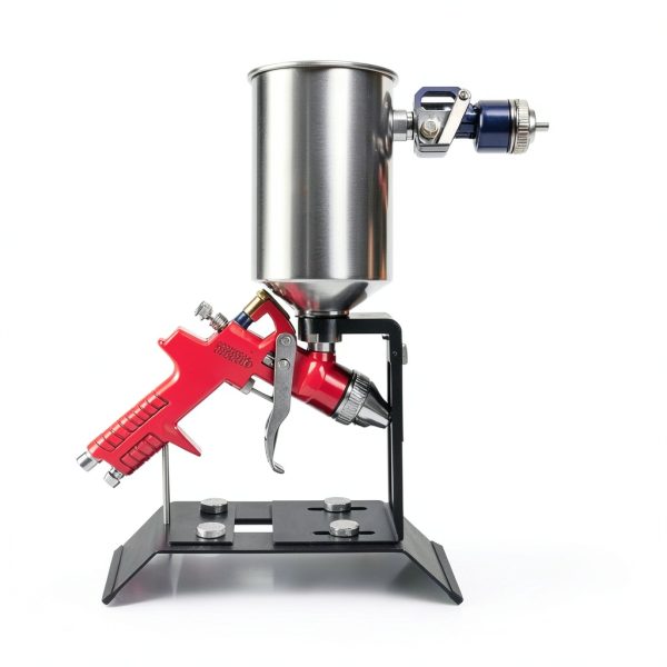 B4B Spray Gun Holder Stand Adjustable Cast Iron Benchtop-6