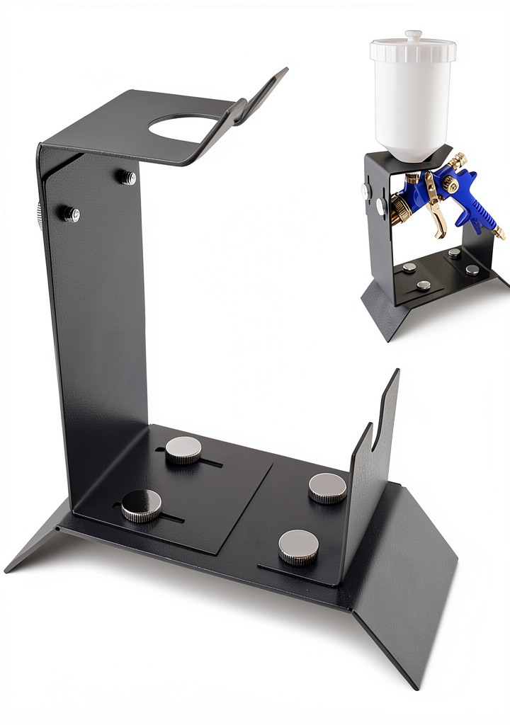 HUBEST spray gun holder stand on a workshop bench