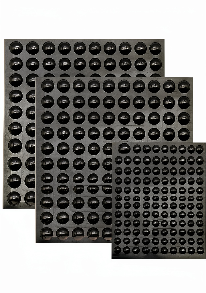 Silicone bumper pads applied to a wooden cabinet door